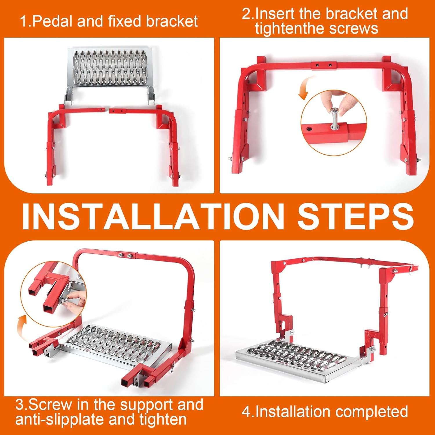 Heavy Duty Folding Tire Step for Truck Upgraded, SUV and RV Adjustable Folding Heavy Duty Wheel Step, 10.2”-14.4” Fits Tire Step ，Red – Compatible with Truck Steps for Pickup Trucks