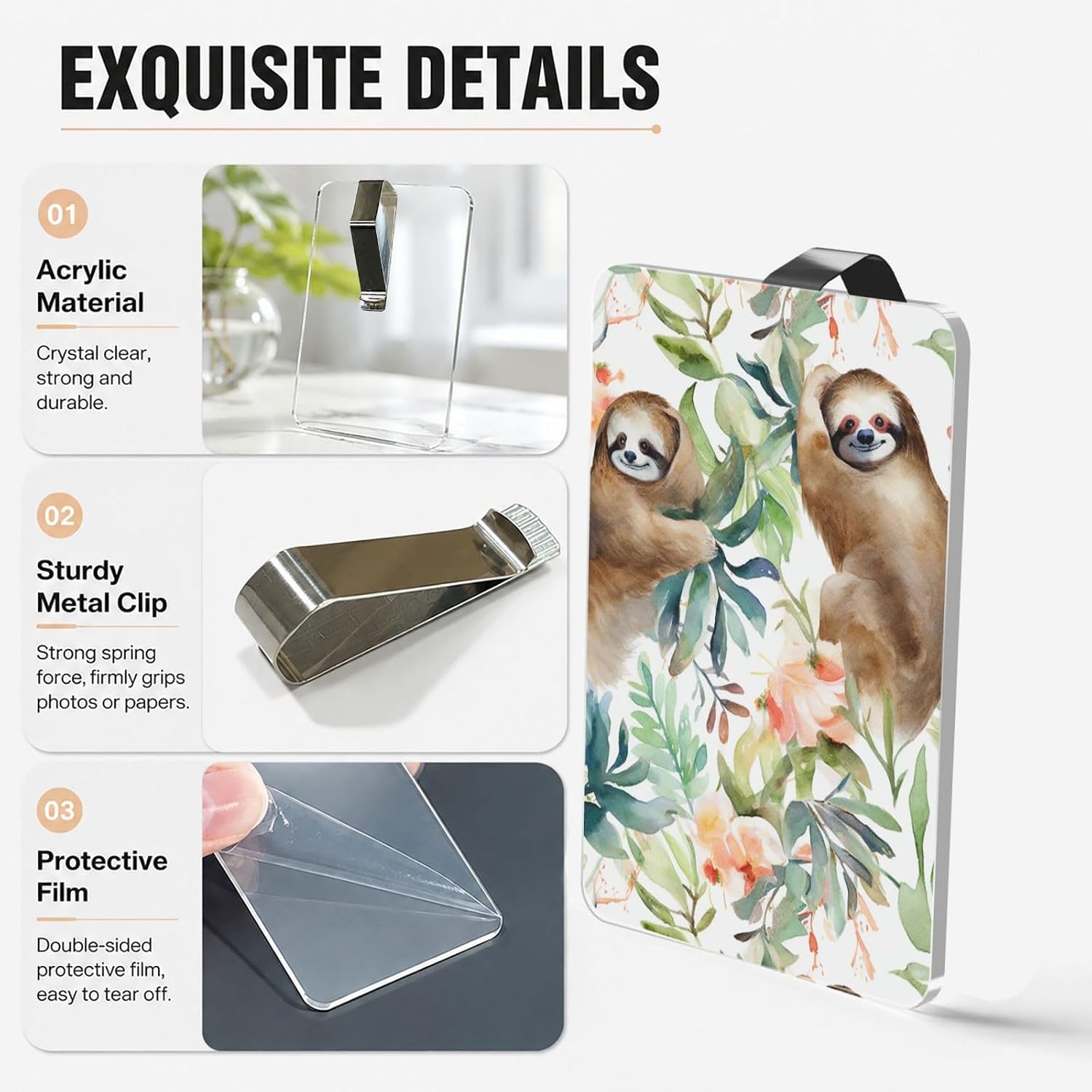 Watercolor Sloth Picture Holder Acrylic Car Visor Photo Clip image 3