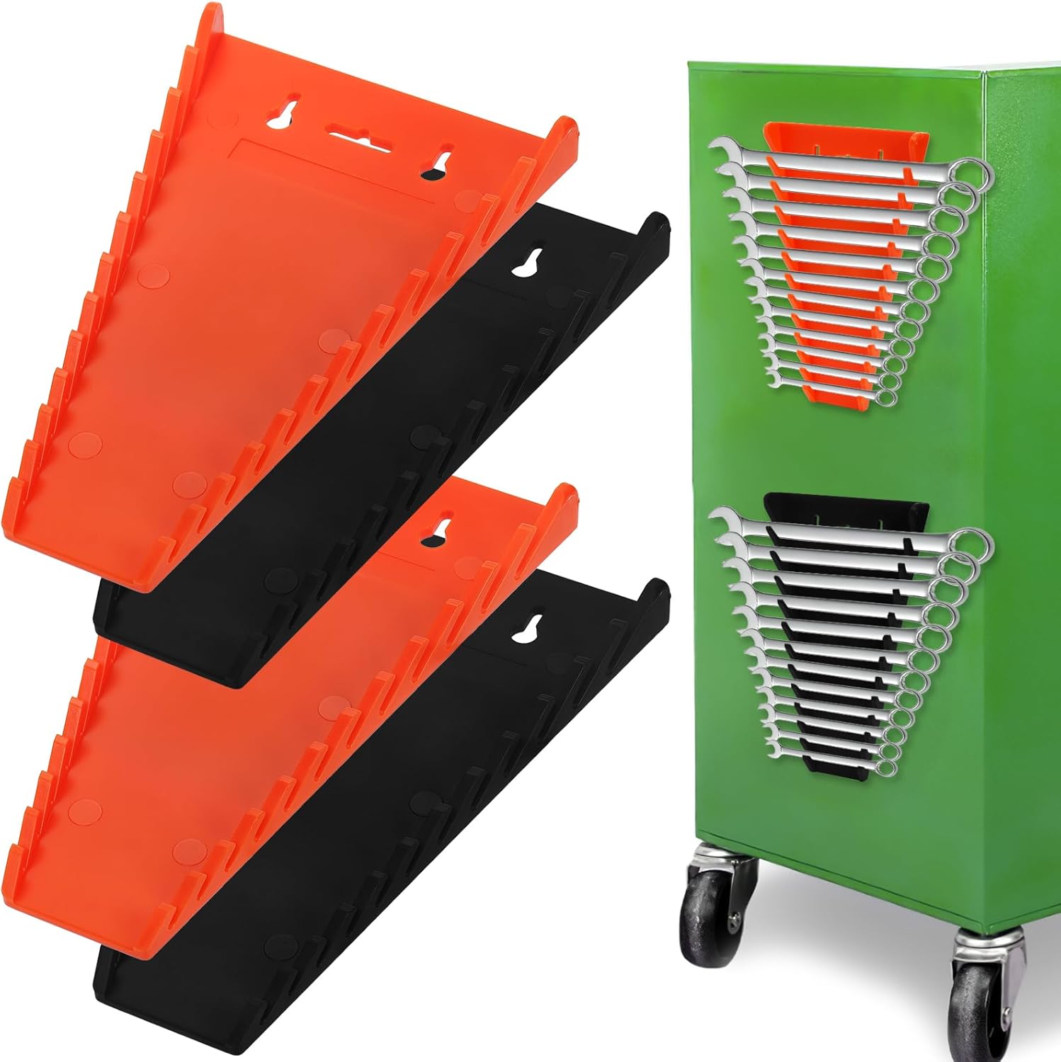 Okllen 4 Pieces Magnetic Wrench Organizer Tray, Wrench Rack Heavy Duty ...