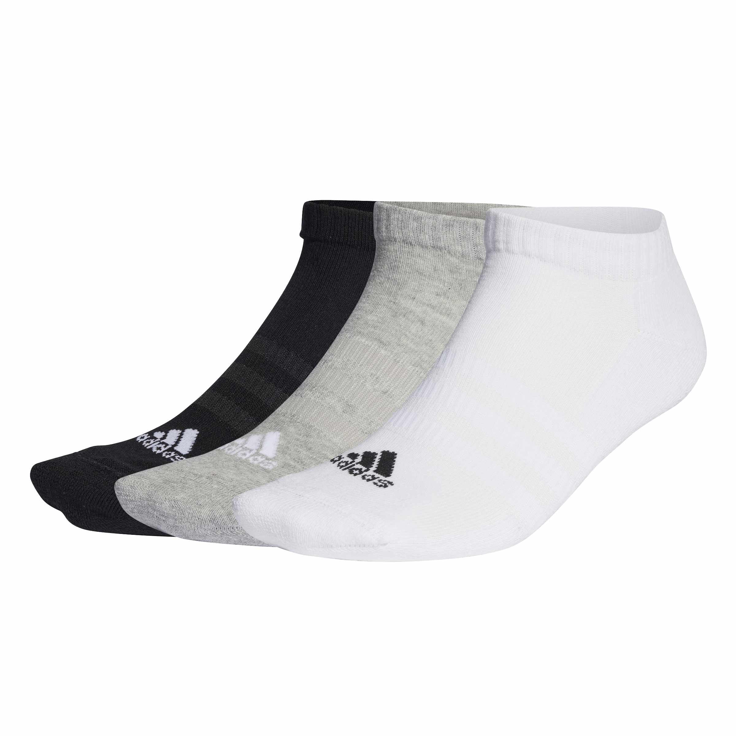 adidas Unisex - Adulto Cushioned Low-Cut Socks 3 Pairs, Medium Grey Heather / White / Black, 10.5-12.5