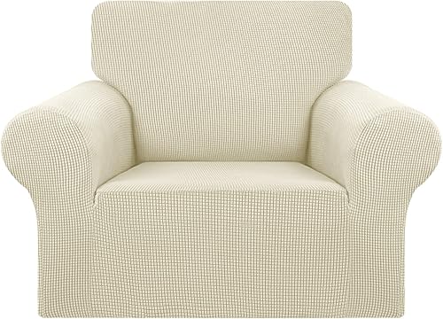 KEKUOU Funda elástica para sofá individual de 1 pieza (32-55 pulgadas), protector de muebles de 1 asiento con parte inferior elástica para niños o