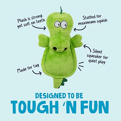 Vista 53 de goDog Flips Gator-Monkey Silent Squeak - Juguete de peluche para perro, tecnología Chew Guard, verde, grande Erizo marrón (pelos locos)