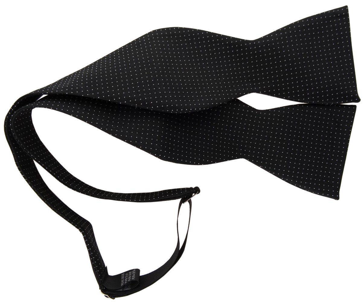 Tigertie Men's Black Silver Self-Bow-Tie Black In Silver Dotted, Bow Tie 100% Pure Silk