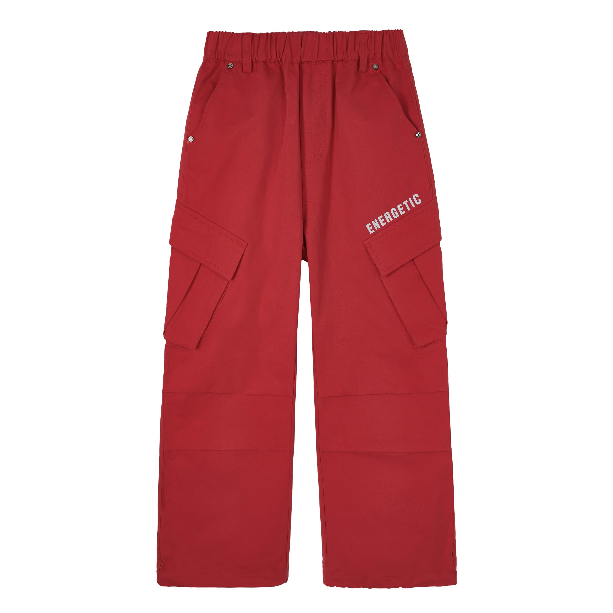 Boys Cargo Trousers, Elastic Waist Cotton Straight Leg Chino Jogger Pants with Multi Pockets for Kids 7-15 Years