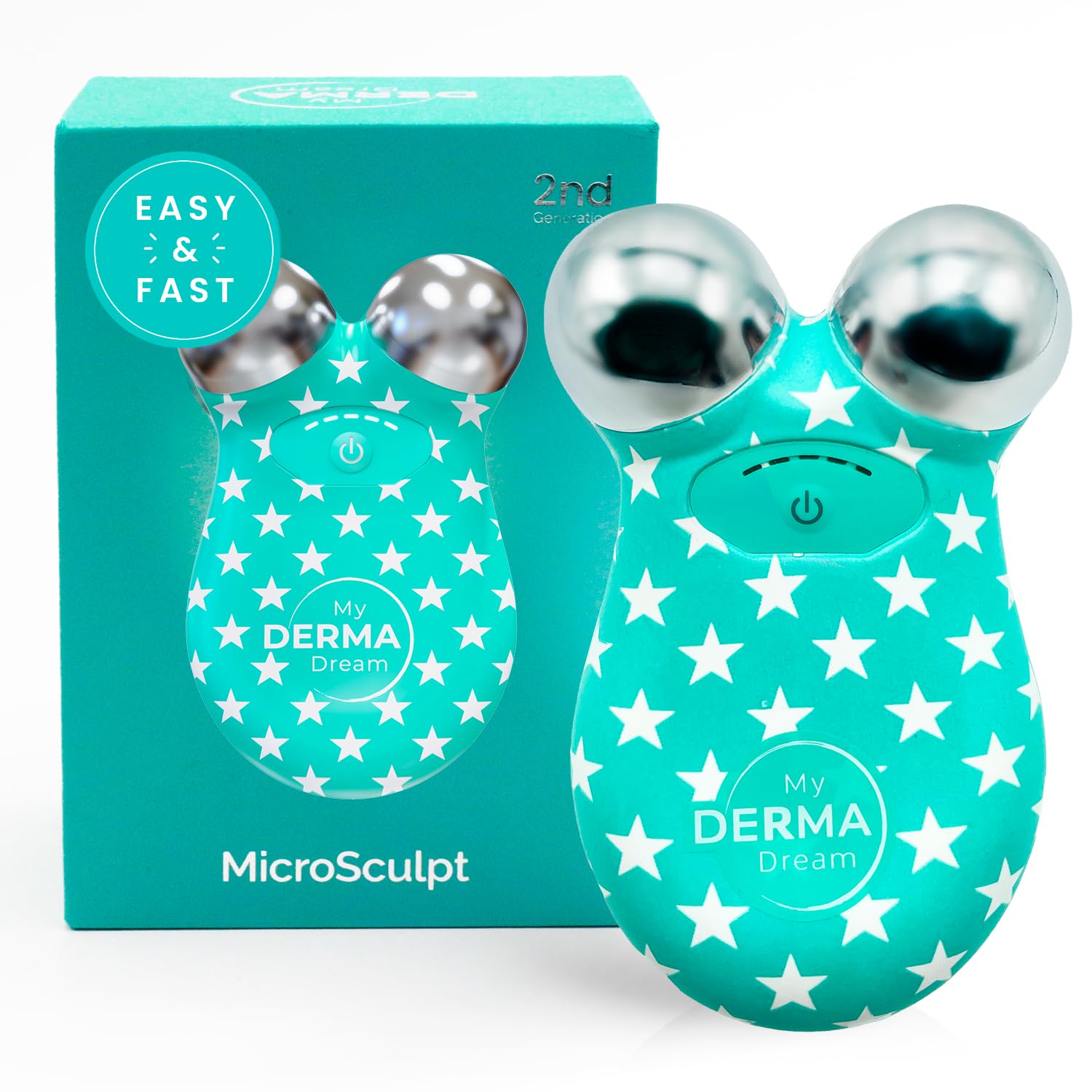 MicroSculpt Microcurrent Facial Device - Instant Face Lift I Professional Anti Aging Facial Massager, Micro Current Face Roller for Neck & Skin Tightening, Toner Sculpting (Blue Stars)