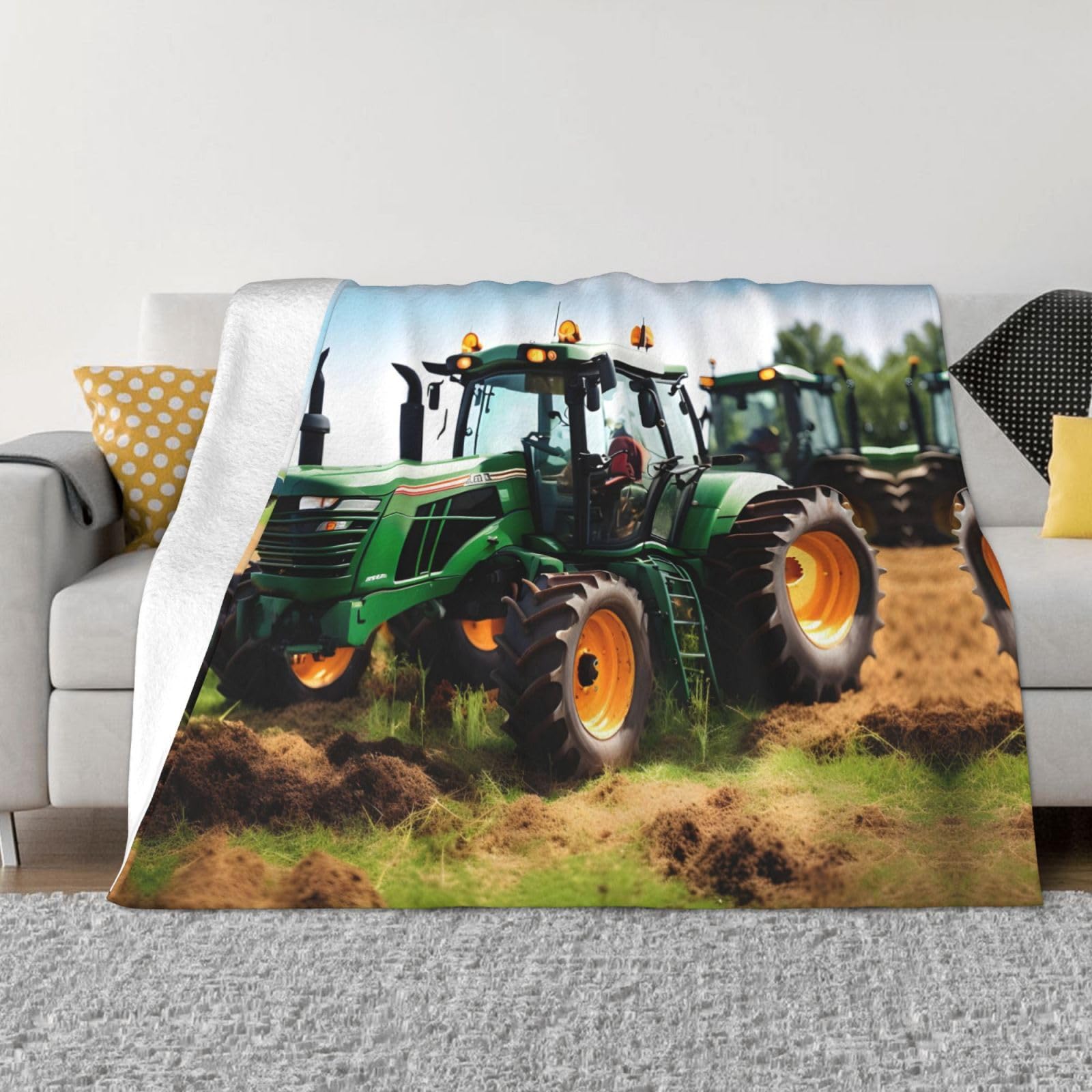 Couverture polaire en flanelle tracteur pour lit et canapé douce et chaude