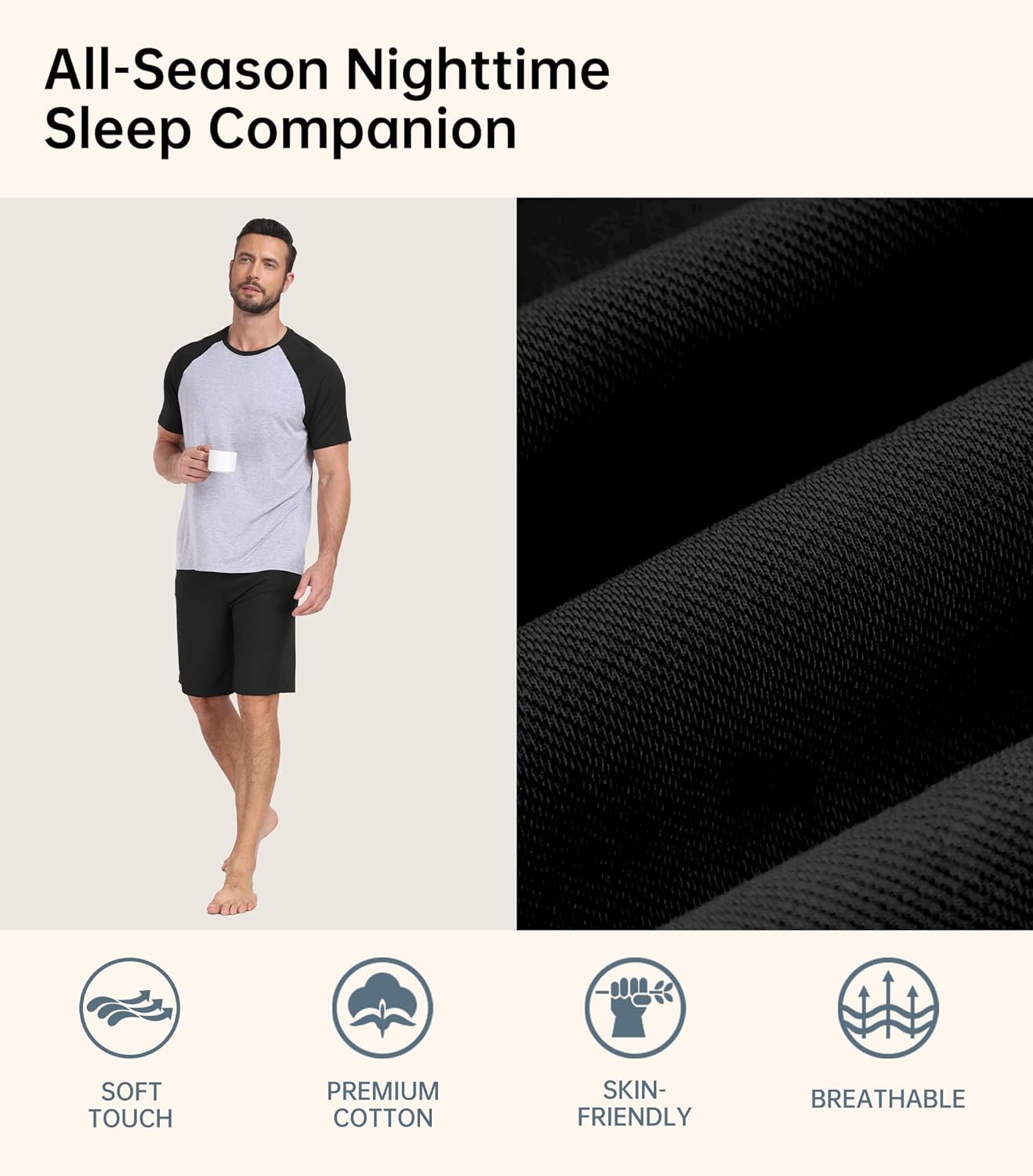 COLORFULLEAF Mens Pajamas Set Shorts and Shirt Bamboo Rayon Sleepwear Summer Nightwear Lightweight Sleep Sets S-XL - Image 2