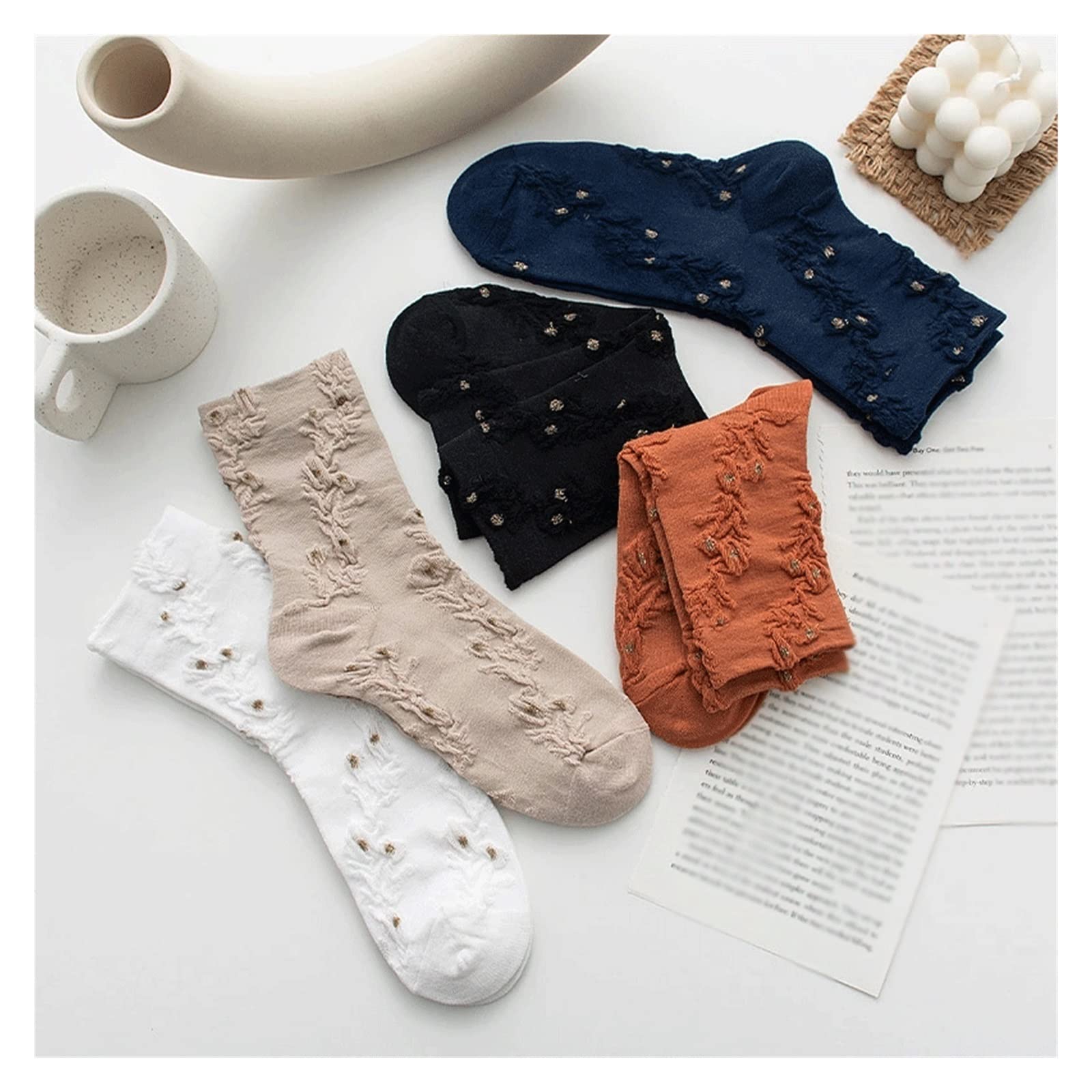 Chaussettes hiver femme bas tricotés contre le froid à motif rétro chic