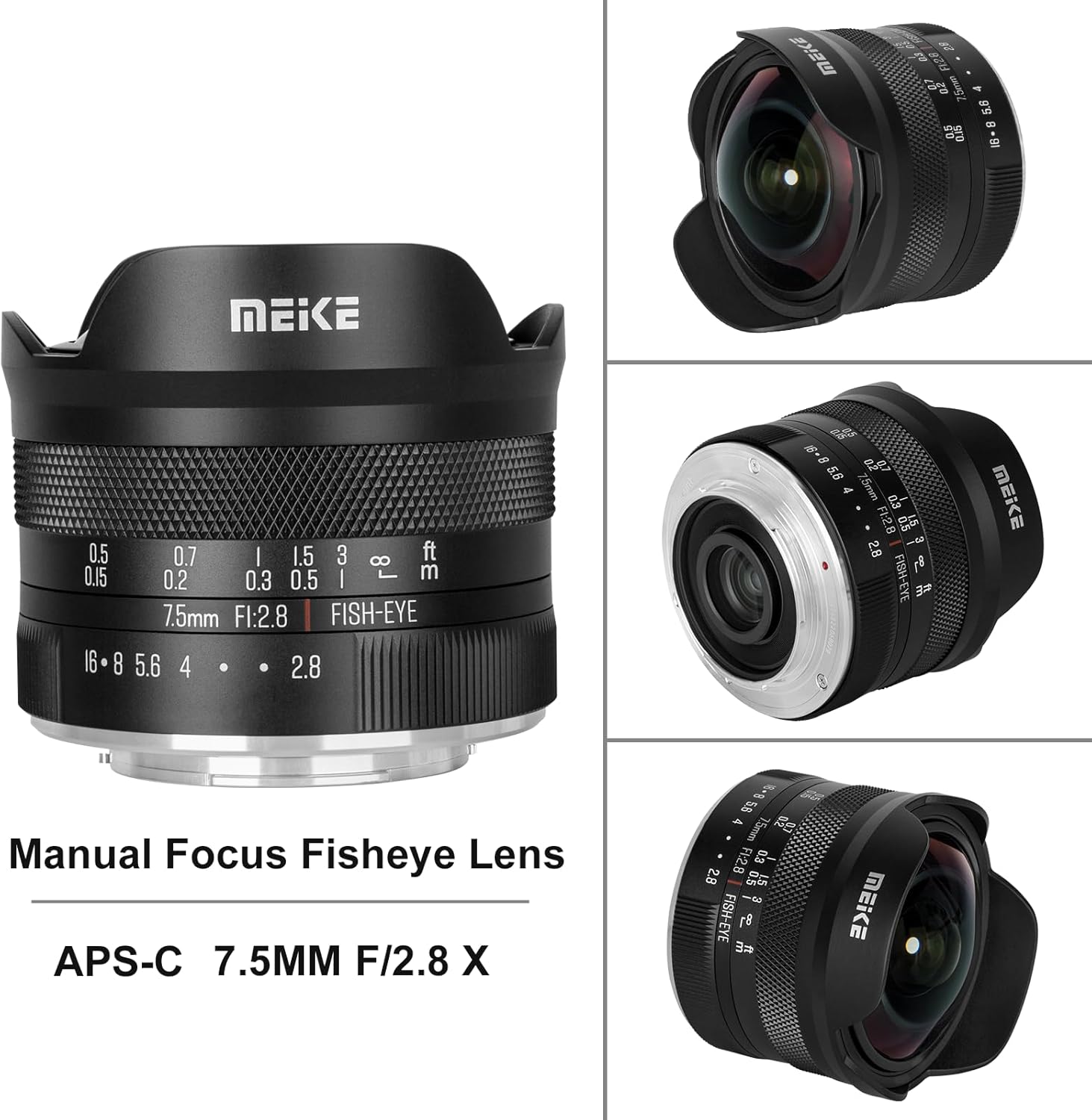 Meike 7.5mm f2.8 Ultra Wide Circular Fisheye Lens Manual Focus APS-C Lens Compatible with Fujifilm X Mount Mirrorless Camera X-T3 X-H1 X-Pro2 X-E3 X-T1 X-T2 X-T4 X-T10 X-T20 X-T200 X-A2 X-E2 X-E1 X30