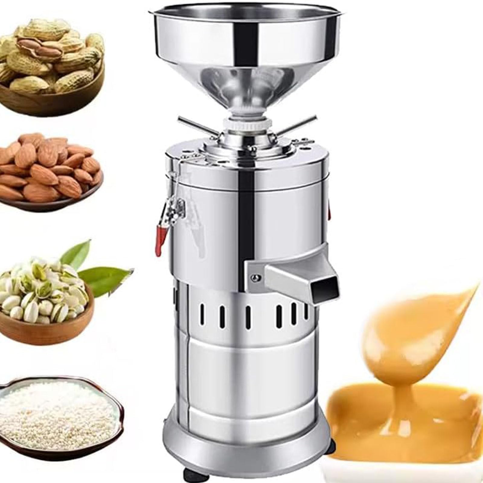 PixCy Fabricant de Beurre d'Arachide Électrique 1100W, Broyeur Commercial 15 Kg/H, Machine à Pâte de Noix et Sésame, pour Amandes, Noix de Cajou, Noix, Usage Intensif Restaurant et Traiteur