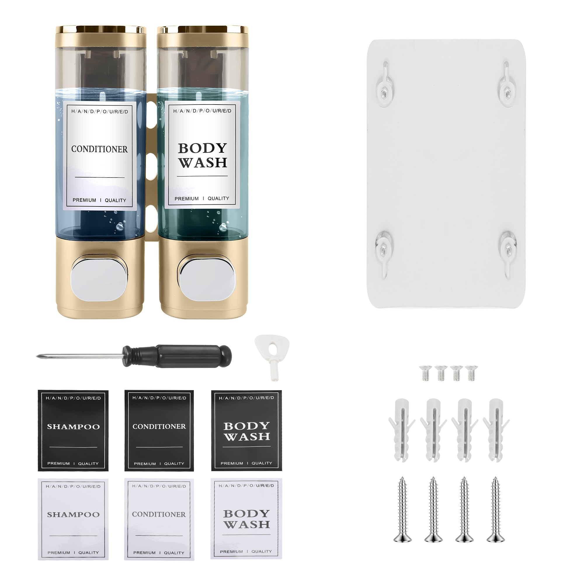 Mekotrin Zeepdispenser – wandmontage – vloeibare zeepdispenser voor de handen – voor badkamer – douchegel – voor hotel en thuis (zwart