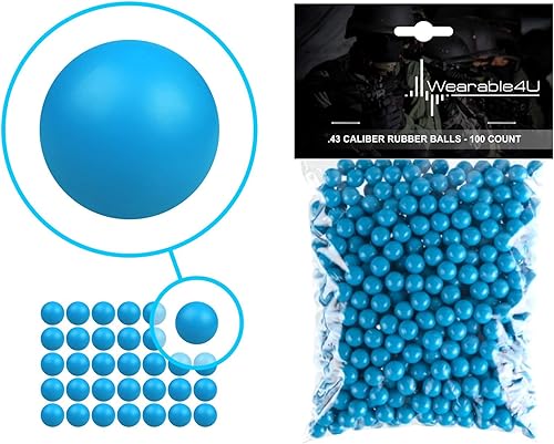 Wearable4U . Pelotas de goma reutilizables para pistolas de paintball, 43 o 0.50 o 0.68 Cal