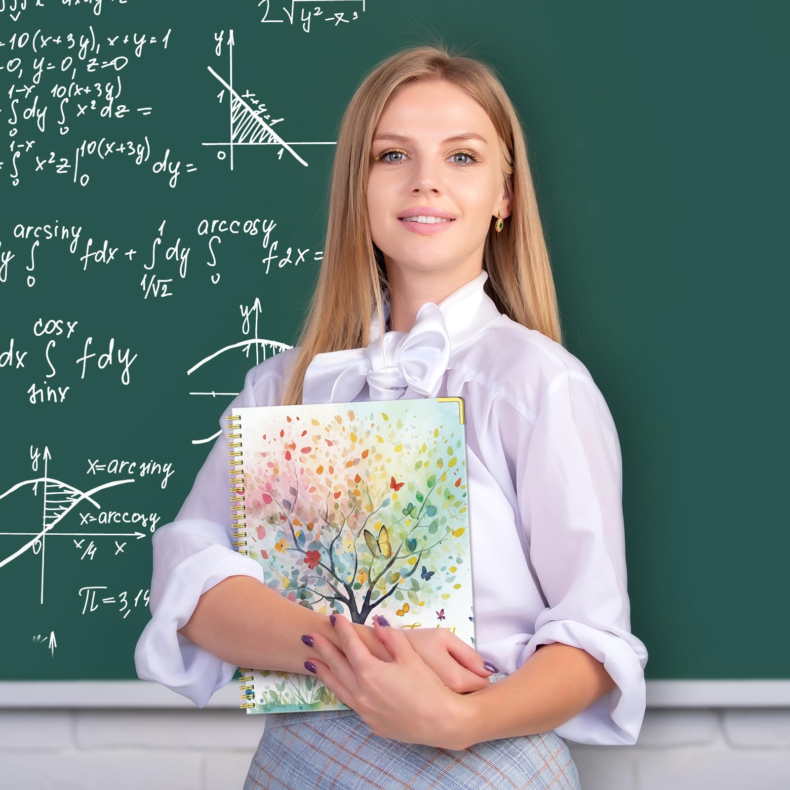 Agenda per insegnanti 2026-2027, anno accademico, luglio 2026 - giugno 2027, 21,6 x 27,9 cm, agenda per insegnanti, con linguette mensili colorate, copertina rigida, albero