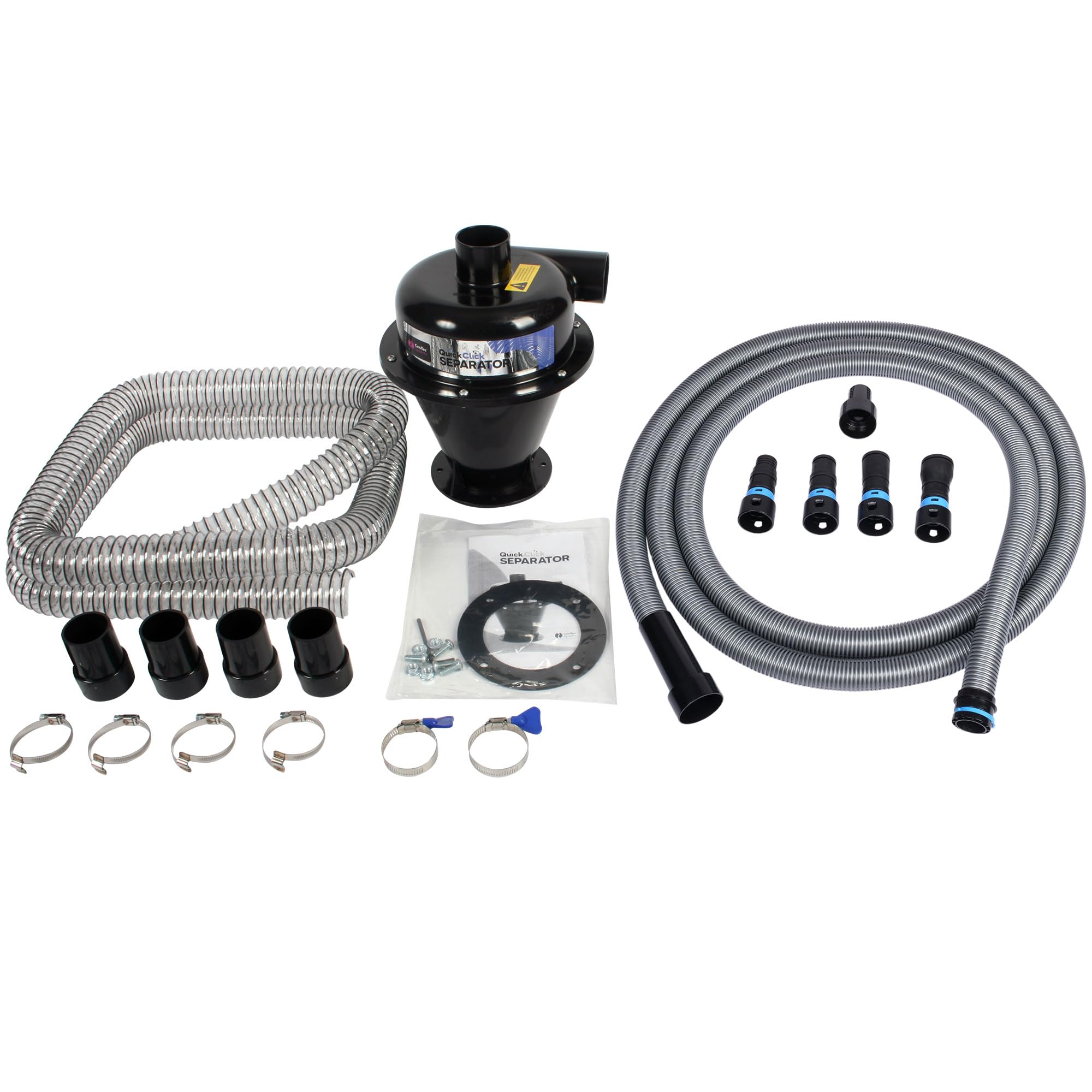 Quick Click Dust Collection Separator, w/ 16 Ft Hose Set and Urethane Ducting Hose
