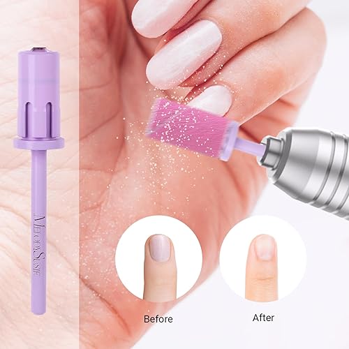 Miniatura 194 de MelodySusie 100 unidades de brocas de uñas, bandas de lijado para taladro de uñas, 120 bandas de lijado de lima de uñas de grano medio para uñas