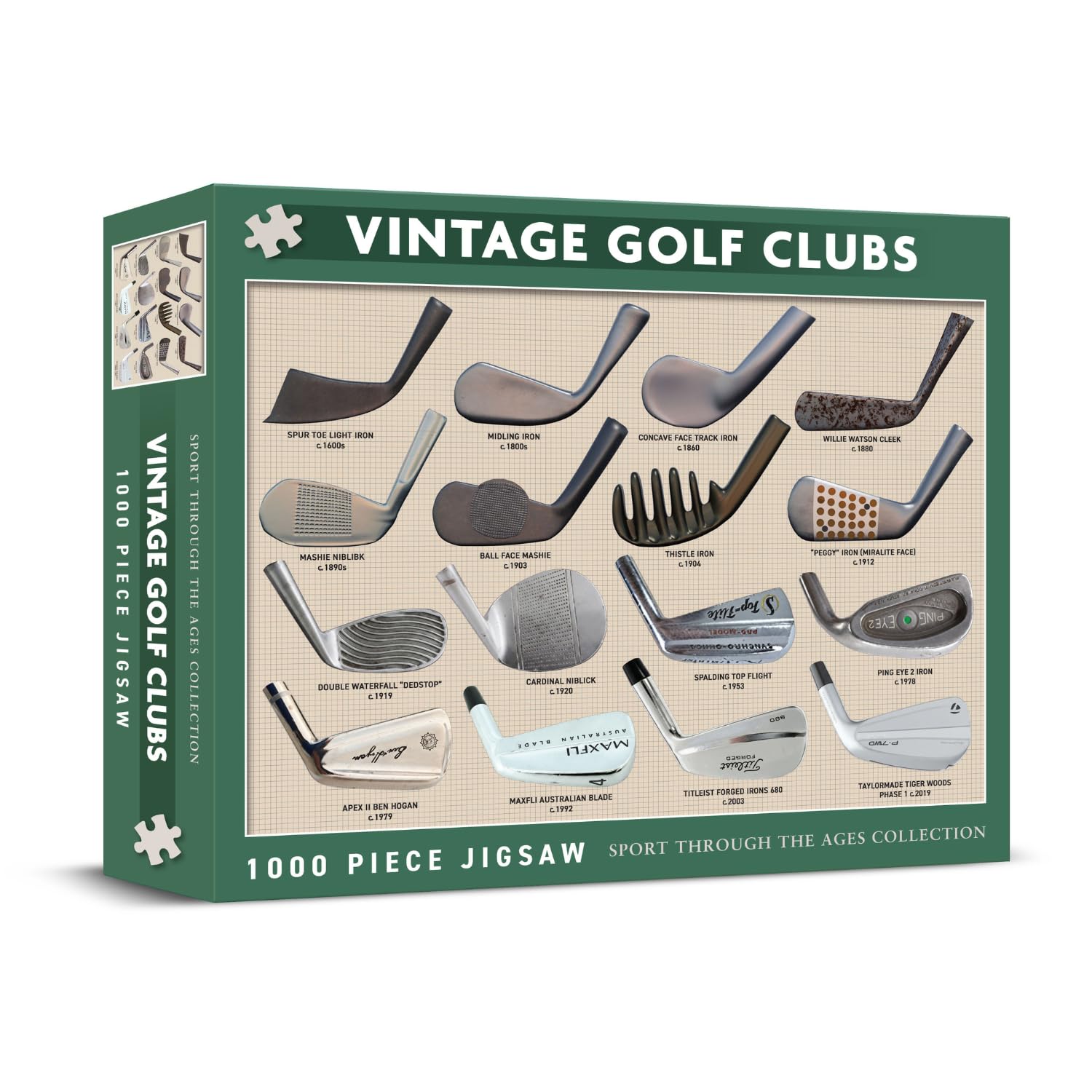 Coach House Partners - Vintage Golf Clubs 1000 Piece Jigsaw Puzzle, Detailed Illustrations of Iconic Golf Clubs, 49 x 68.5 mm Finished Size, Sports Through the Ages Jigsaw Puzzle Gift — image 1