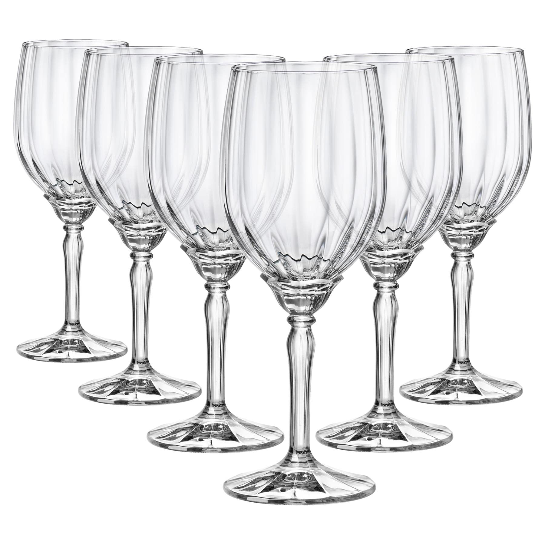Rocco Bormioli Bormioli Rocco Florian Set of 6 Glass Goblets, Clear Foot, for White Wines, 38cl