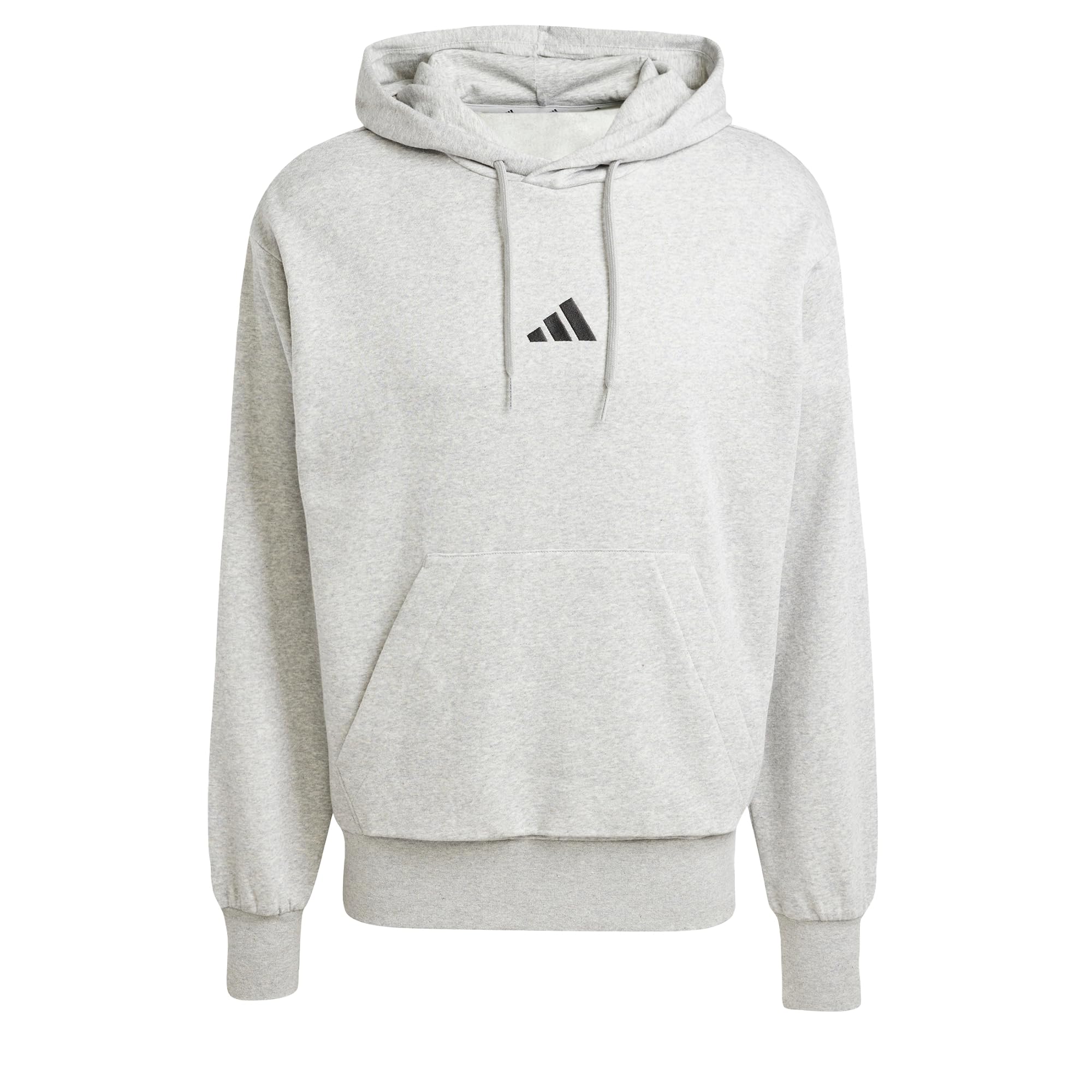 adidas Men's Essentials Feelcozy Fleece Hoodie Sweatshirt, medium grey heather/black, XL
