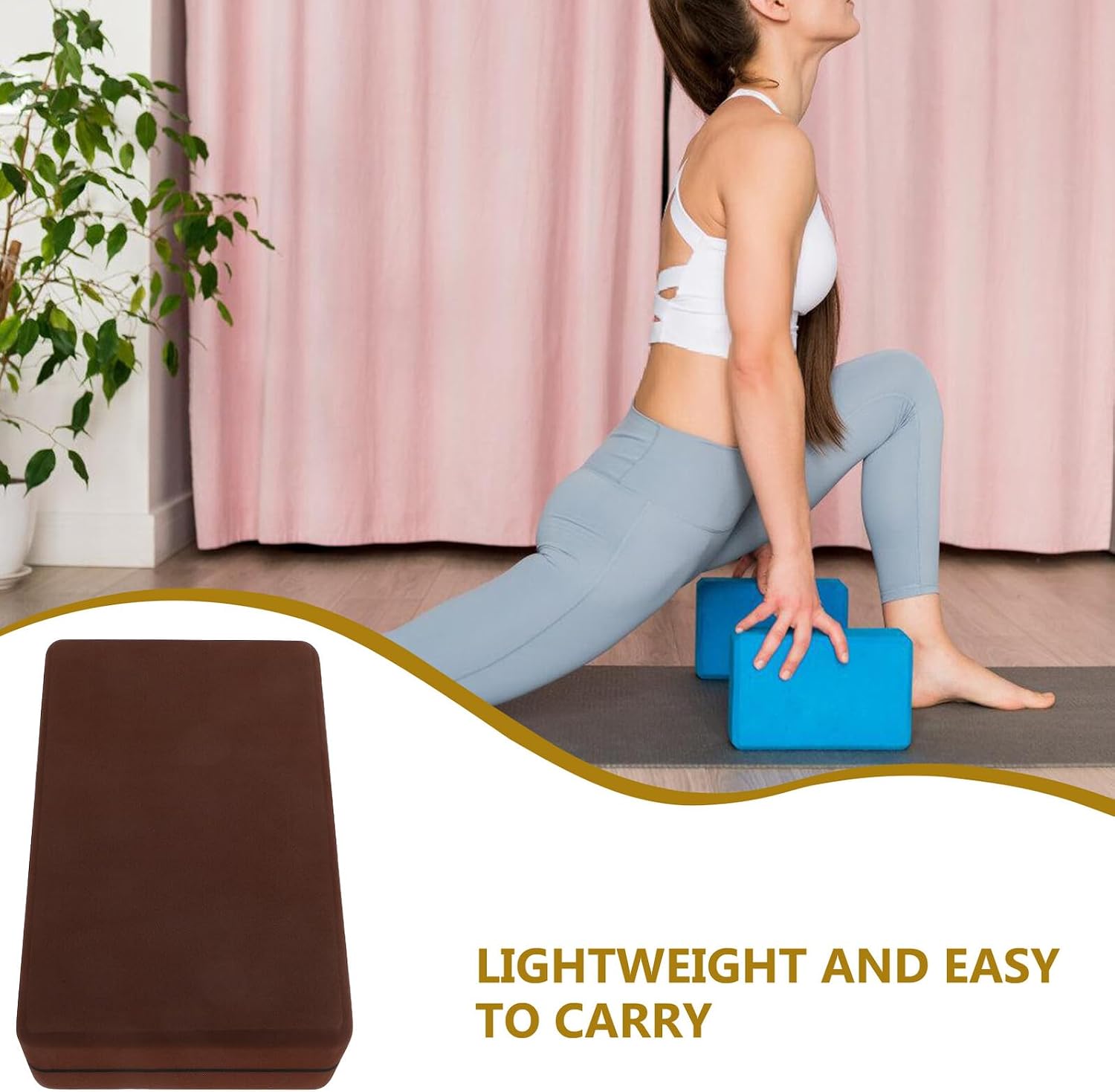 HEMOTON Yoga Blocks Eva Foam High Density Non-slip Gymnastic Blocks for Stretching and Balance Workout Accessories Lightweight Travel-friendly Yoga Bricks for Home Fitness
