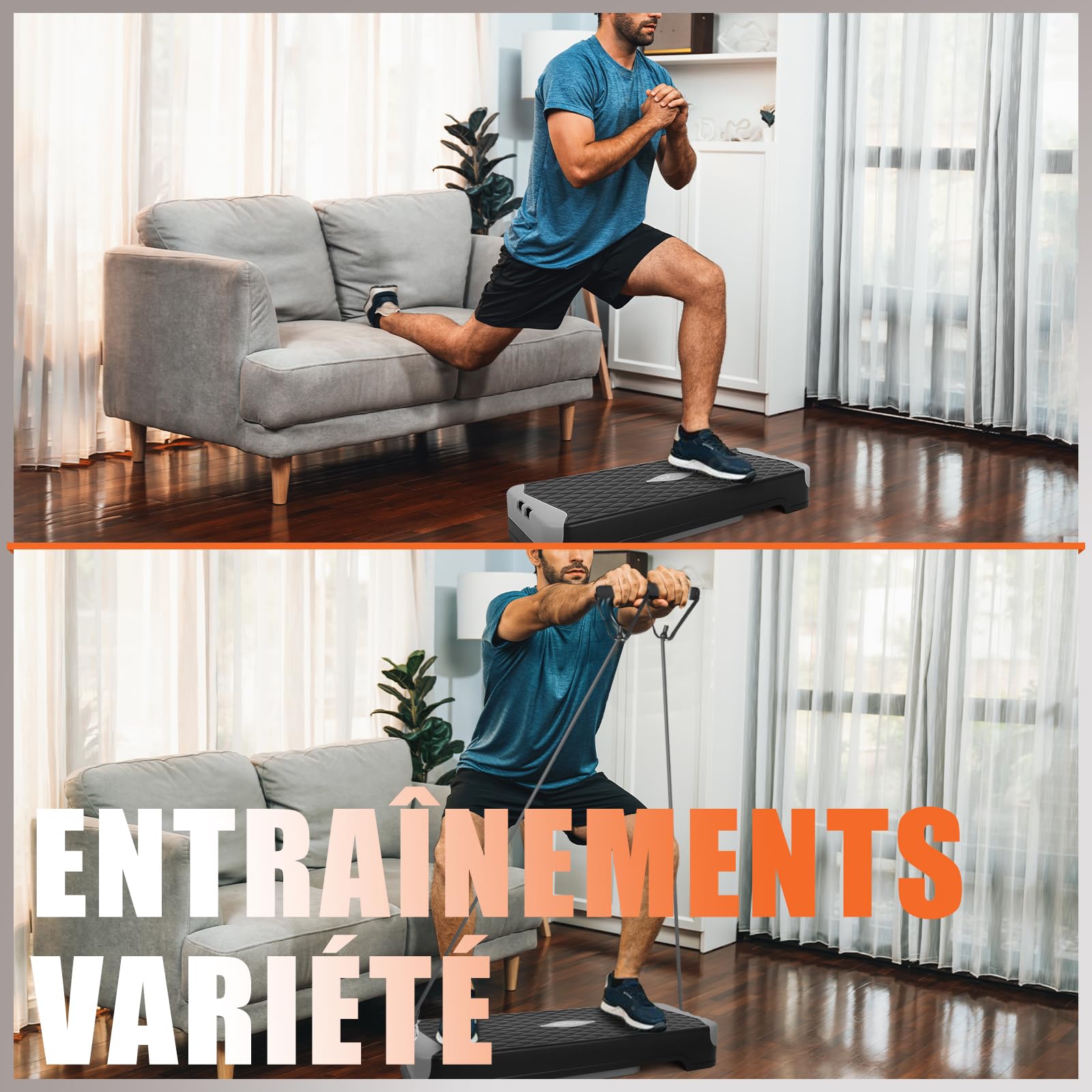 DH FitLife Stepper pour la maison | Balance Training | Planche de step réglable 10/15 cm | Stepper aérobic & Step Up | Fitness, renforcement musculaire & entraînement de coordination