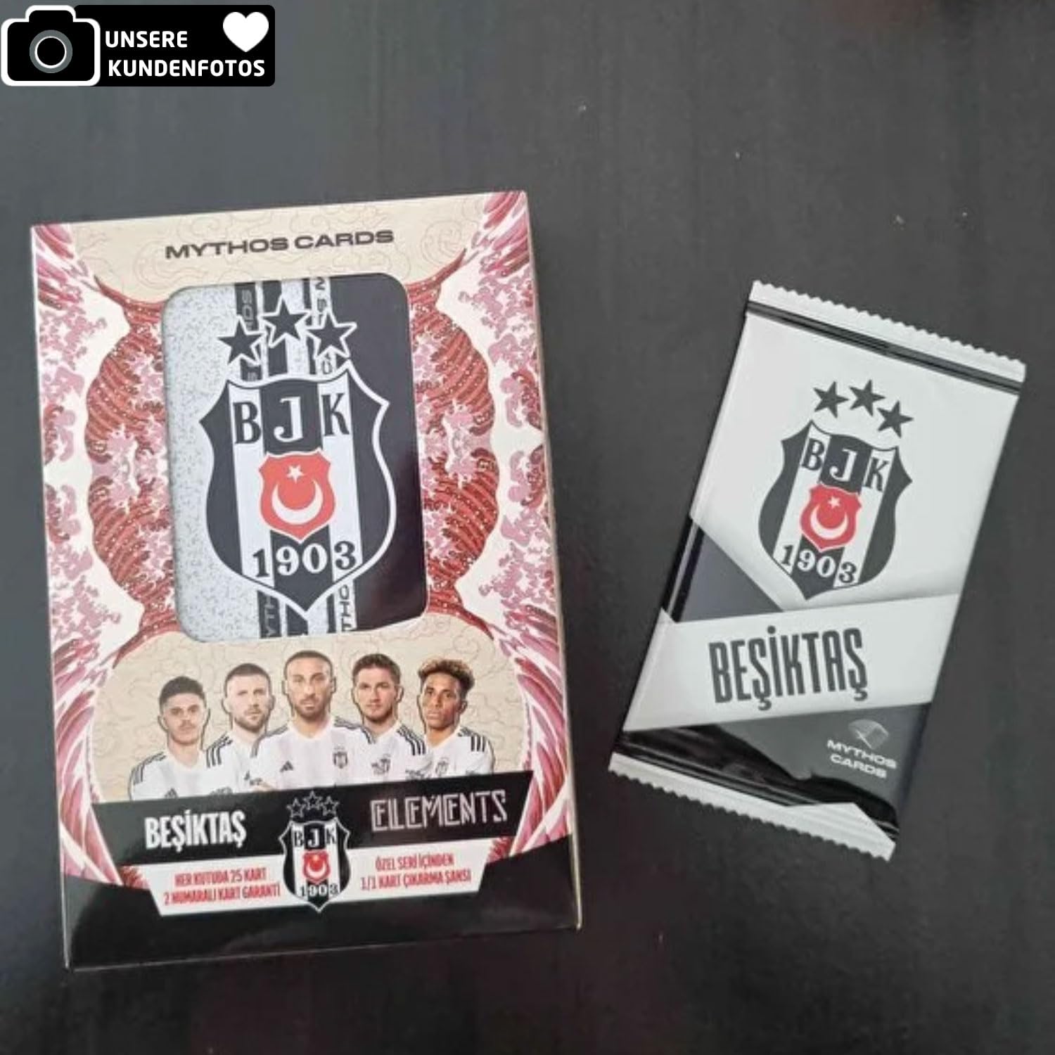 Beşiktaş Mythos Cards Lot de 25 cartes à collectionner 2023/24 en métal avec 2 cartes numérotées, licence officielle, cadeau de saison de football Besiktas BJK