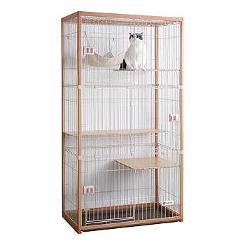 ieneko キャットケージ 3段 猫ケージ 木製 ナチュラル Amazon | ieneko 猫 ケージ 3段 キャットケージ 木製 無垢材 幅