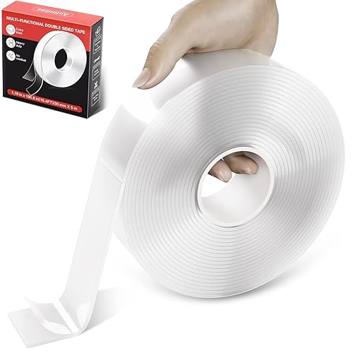 Antimbee Paquete de 2 cintas de montaje de doble cara extraíbles de 1.18 x 197 pulgadas, tiras resistentes para colgar en la pared, cinta adhesiva