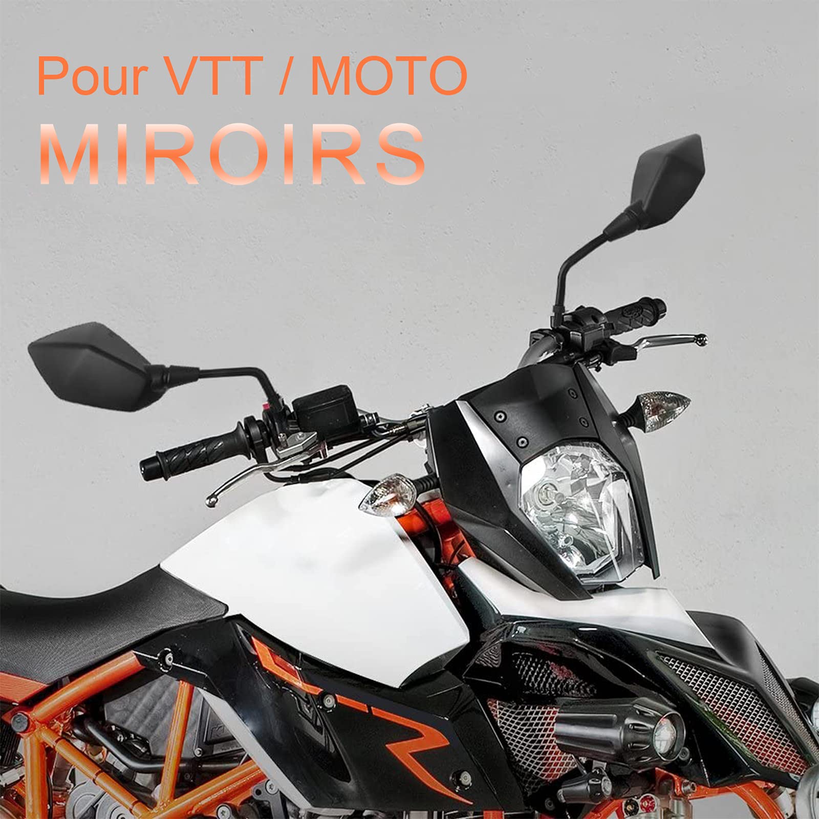 Specchietti laterali per moto, 2 specchietti retrovisori universali per moto, con punte per manubrio da 7/8", 5 bulloni filettati da 10 mm e 8 mm inclusi per moto e bicicletta