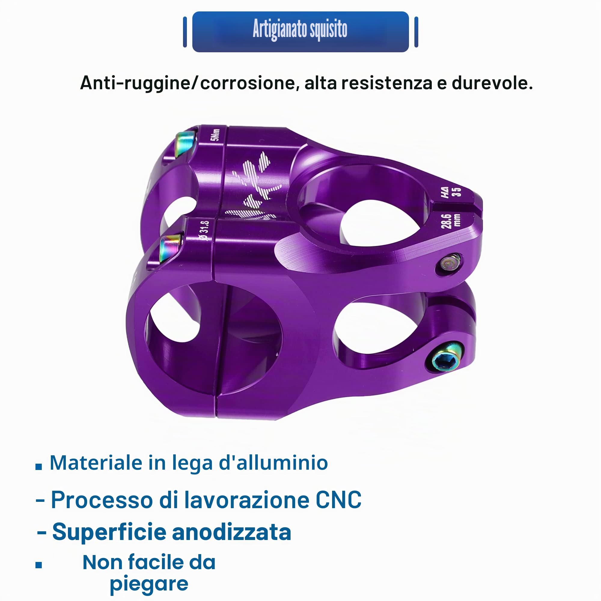 X AUTOHAUX CNC Lega di Alluminio 35mm Mountain Bike STEM per la Maggior Parte della Bicicletta Strada Bike Mountain Bike Ciclismo Accessori Manubrio