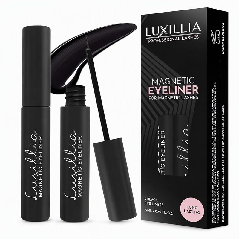 Luxillia Delineador magnético preto para cílios magnéticos, pacote com 2
