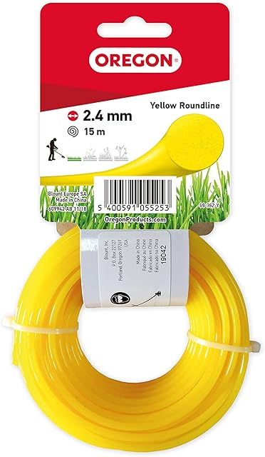 Oregon 69-362-Y Yellow Round Strimmer Line/Wire for Grass Trimmers and Brushcutters, 2.4 mm x 15 m