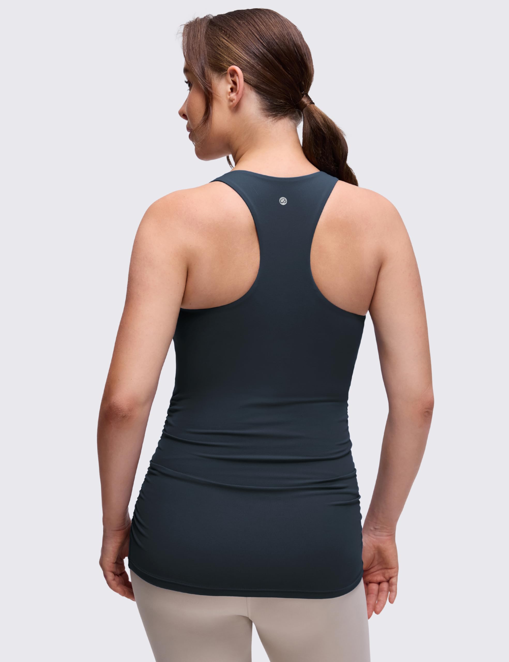 CRZ YOGA Butterluxe Mujer Racerback Maternidad Tanque Cima Fruncido Preñez Acolchado Yoga Arriba