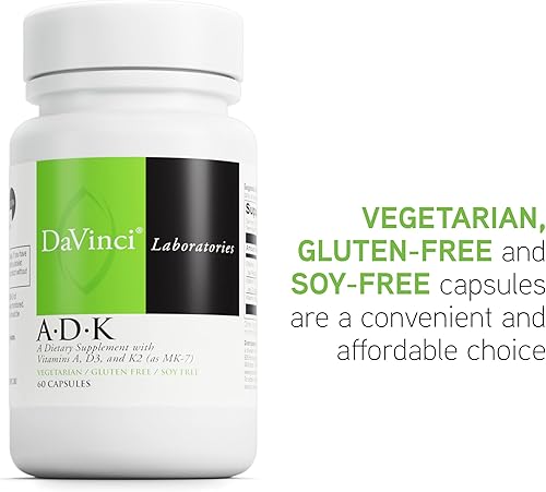 Miniatura 4 de Davinci Labs ADK - Suplemento dietético para apoyar la estructura ósea la salud cardíaca y la función inmunológica con vitamina A vitamina D3 5000