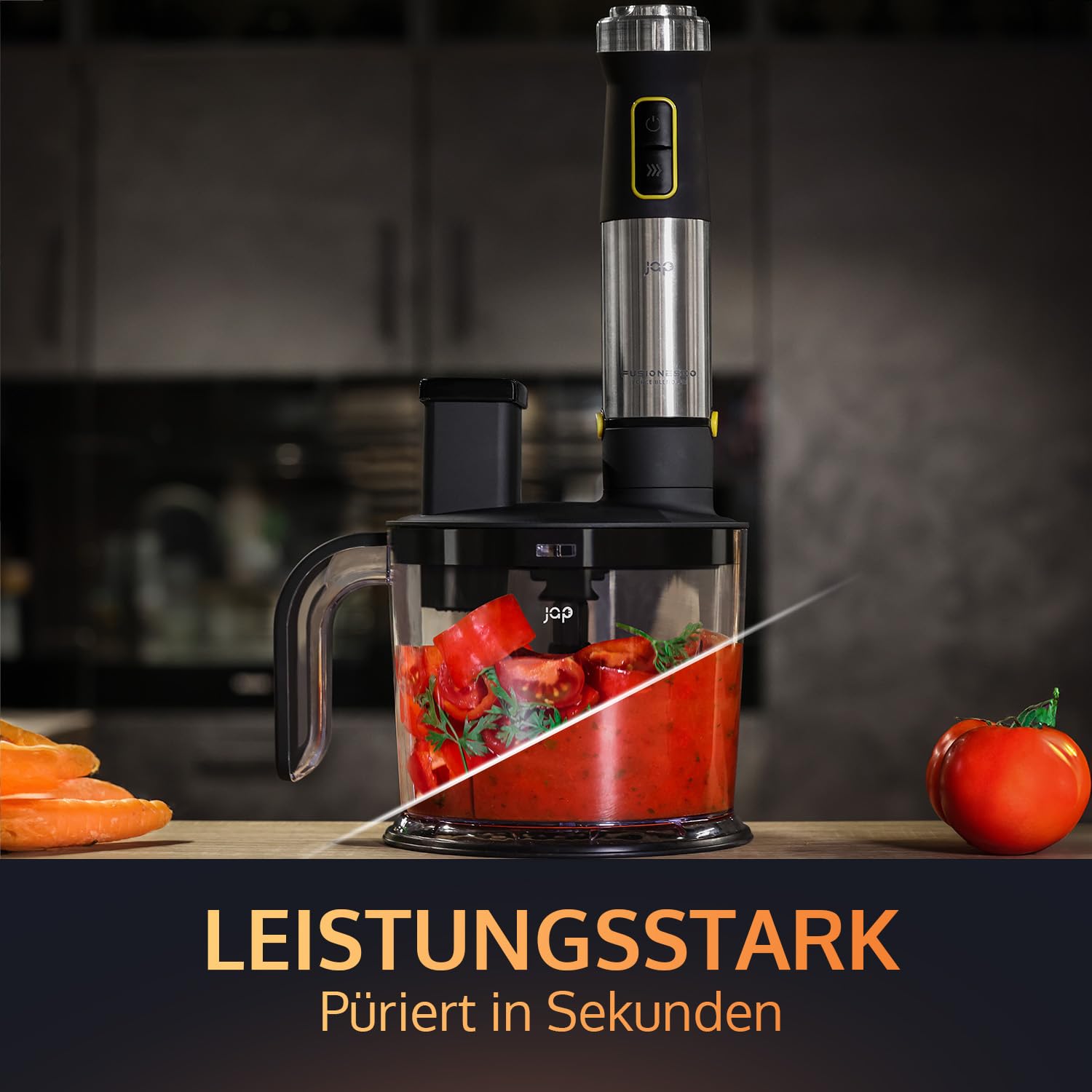 ForceBlend Zestaw blendera ręcznego F3 | 1500W | krajalnica spiralna | kompaktowa maszyna kuchenna | prasa do ziemniaków | bardzo długa stopa miksująca XL | stal nierdzewna
