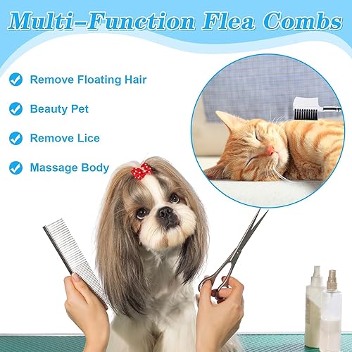 Miniatura 6 de Peines para ojos de perro, 6 piezas, peines para eliminar manchas de lágrimas, kit de peines de aseo para mascotas, peine para pulgas para perros