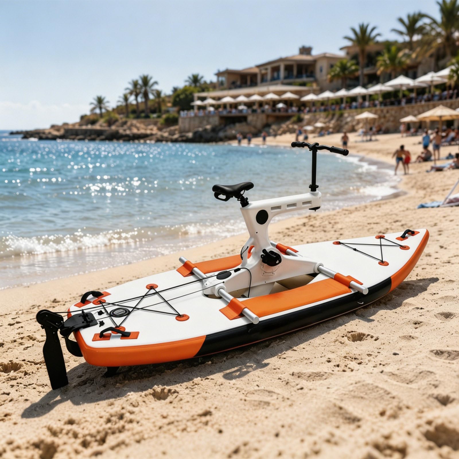SICWEDIM Water Pedal Boat, Mobile Water Bike, Water Entertainment Equipment Banana Boat, Includes Bike System & Manual Air Pump, Inflatable Pontoon Water Bicycle For Lakes & Beaches (Orange)