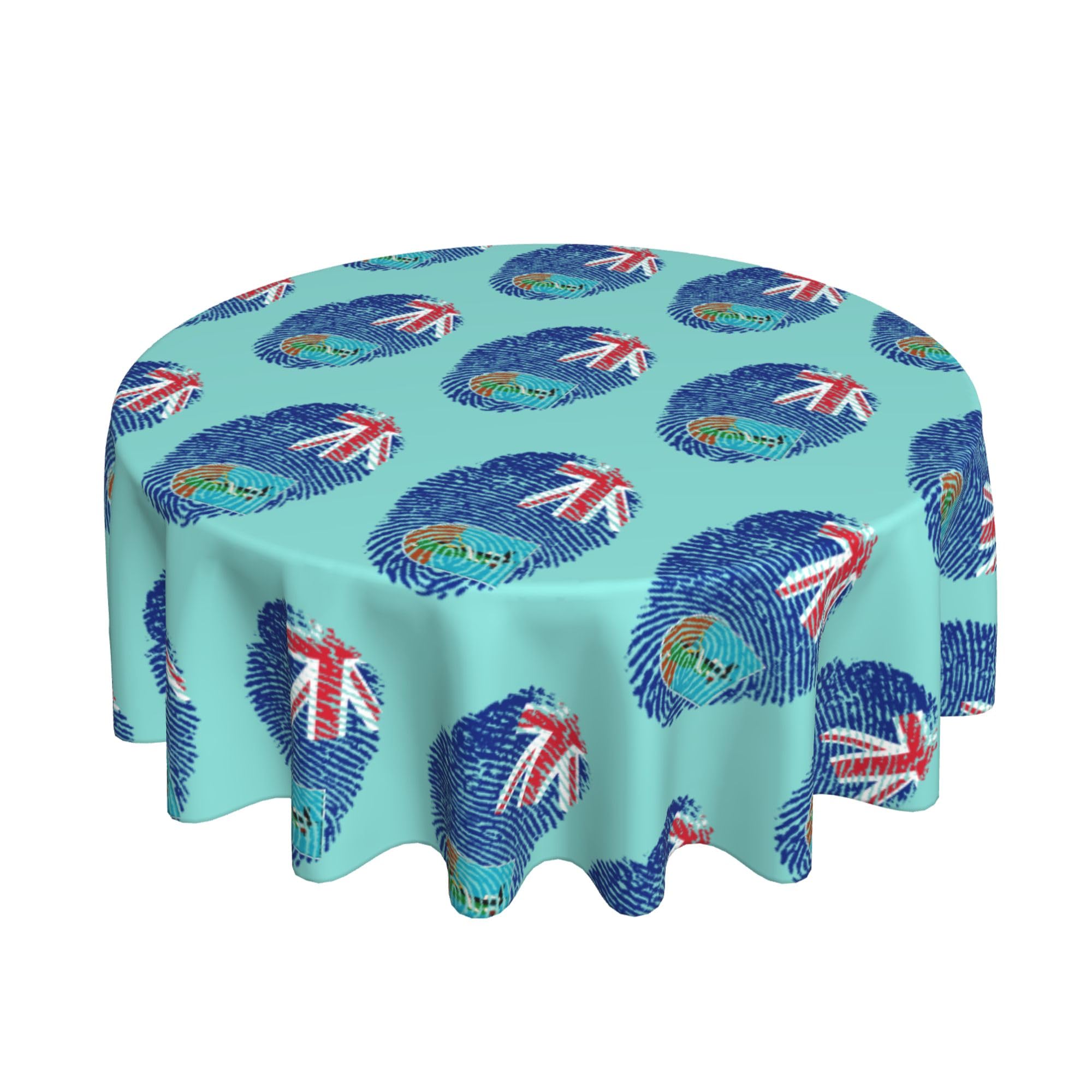 HLBSDM Montserrat-DNA Fingerprint 60" Restaurant Circle Decor Tablecloth Festive Table Cover Round Art Desk Cloth