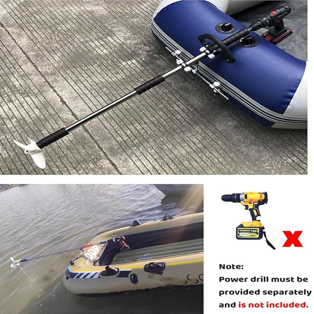 Kajak-Trolling-Motor-Lenksatz Mit Aluminiumpropeller (Handbetrieben Mit Elektrischer Bohrmaschine) – Geeignet Für Notfallflöße, Kleine Boote Und Kanus