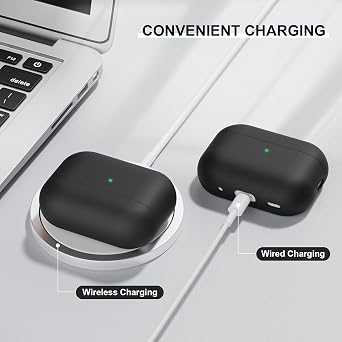 Case Cover for AirPods Pro 2 (2022), Protective Silicone Case, Ultra-Thin, Soft Skin Front LED Visible, Black