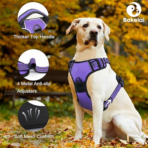 Miniatura 4 de Arnés sin tirones para perros pequeños, medianos y grandes, chaleco reflectante ajustable para mascotas con clip frontal acolchado para perros, asa