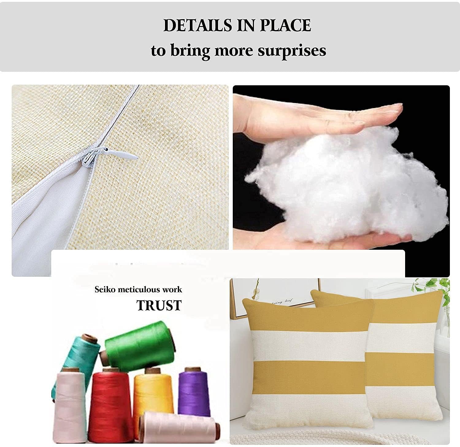 Throw Pillow Covers 18x18 Inch, Simple Stripe Square Pillow Cases Christmas Decor Cushion Decorative Pillow for Sofa Bench, Red, 2 Pcs