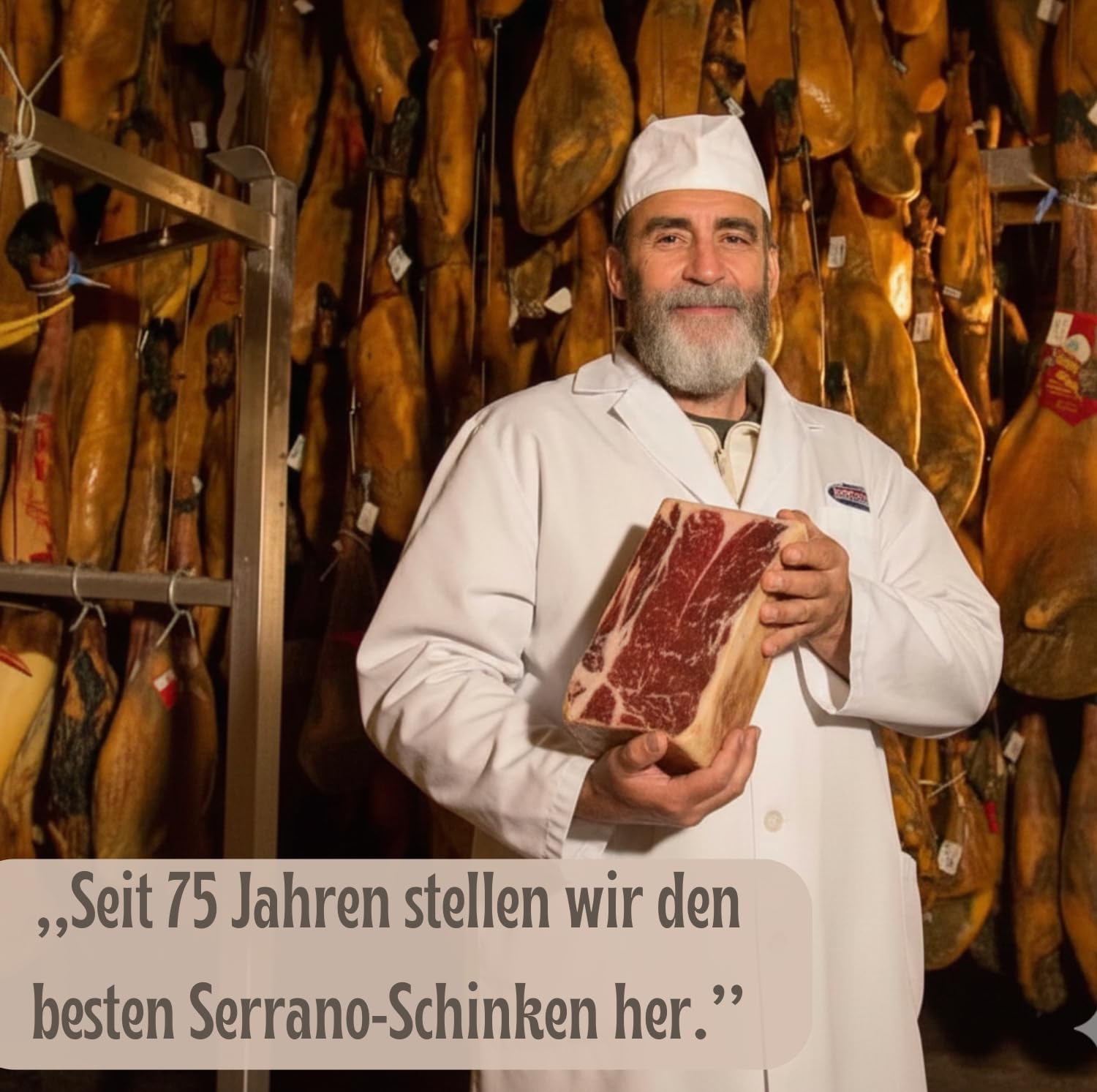 Serrano Schinken am Stück 1kg | Spanischer Schinken | Jamon Serrano | luftgetrockneter schinken am stück | Serrano Rohschinken | Serano | Geschenkkorb für Männer