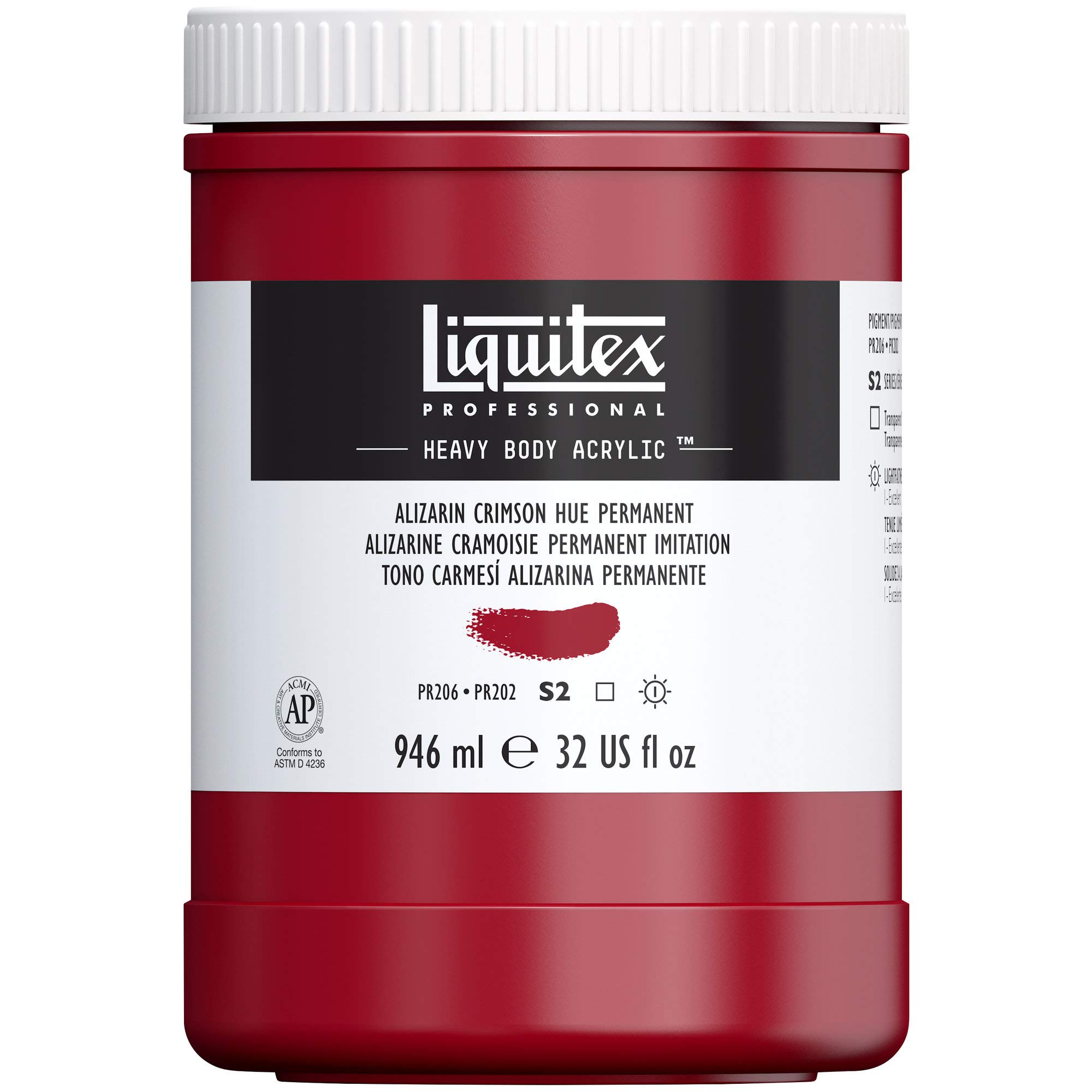 Liquitex 8870253 Professional Heavy Body Acrylfarbe in Künstlerqualität mit ausgezeichneter Lichtechtheit in buttriger Konsistenz, 946ml Topf - Karmesinrot permanent Imit.