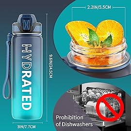 QLUR Water Bottle with Straw, 27oz Motivational Water Bottles with Time Marker to Drink, Tritan BPA Free, 750ml Sports Water Bottle with Carry Strap LeakProof for School Fitness Outdoor (1Pack)