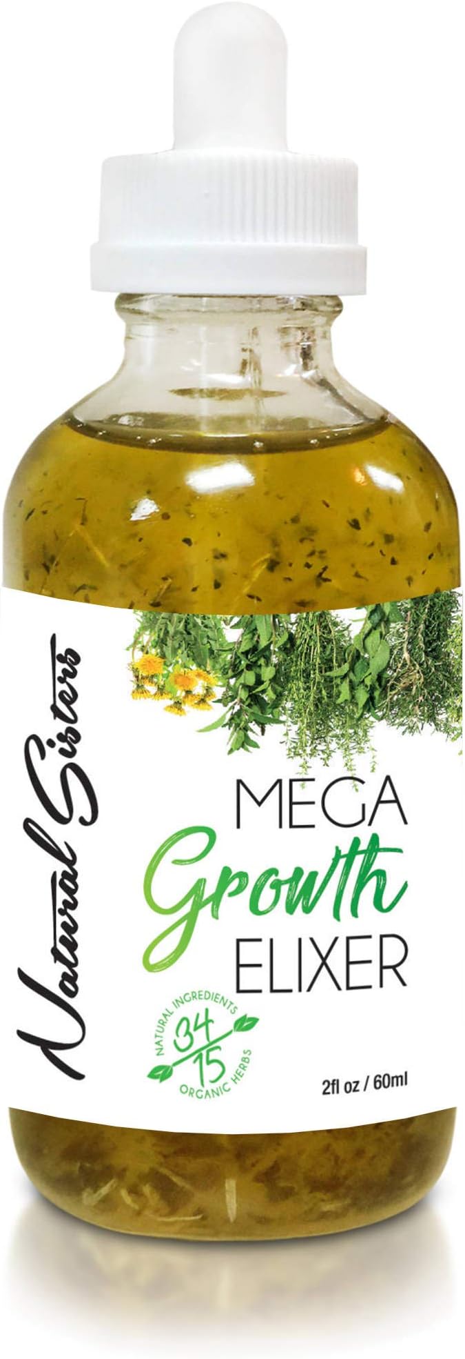 Mega Growth Hair Elixir Oil Handmade alopecia Hair Growth With Organic Herb & Essential Oils – Scalp Treatment Simulator - Thinning Hair 4oz