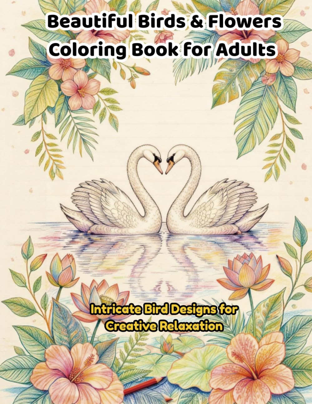Beautiful Birds & Flowers Coloring Book: 50 Stunning Tropical Bird Designs with Flowers, Leaves and Decorative Patterns