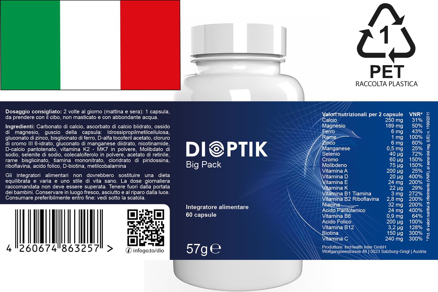 Dioptik - 180 Kapseln (3x 60 Kapseln), 3er Pack