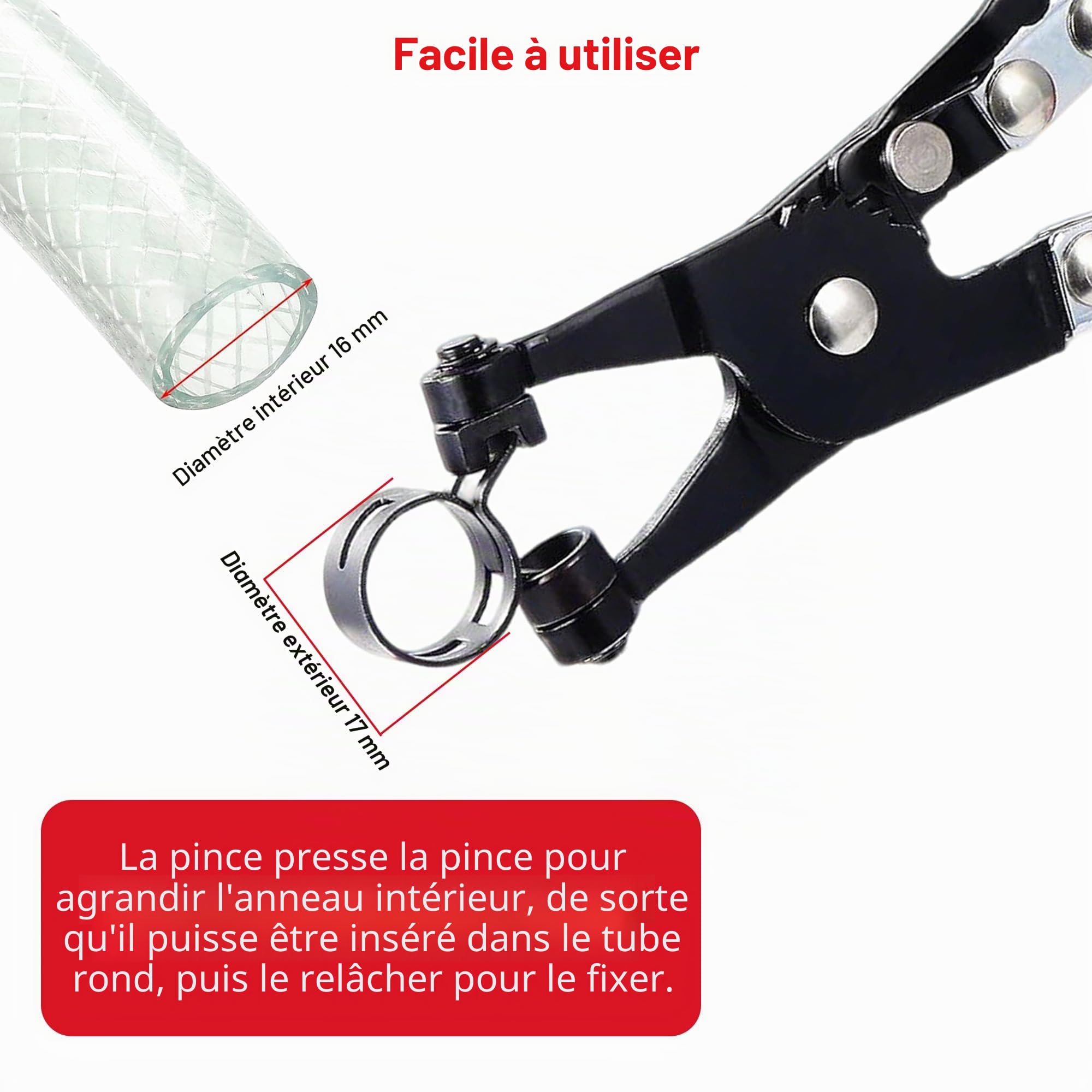 300 Pcs Collier de Serrage Durite, Kit Assortiment 5-18mm en Acier Zingué Haute Résistance avec Pince Spéciale, Collier à Ressort pour Tuyau Carburant, Moto, Voiture, Tuyau d'Arrosage