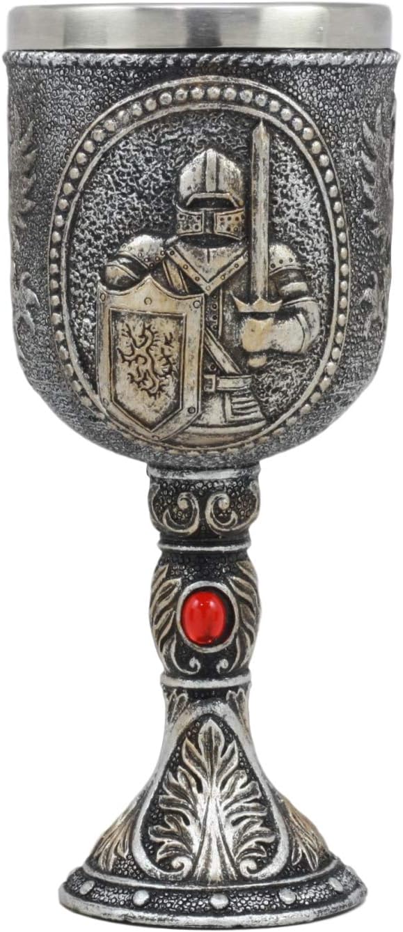 Ebros Medieval Knight Goblet 5 Oz Suit of Armor Wine Chalice Figurine 6.75"Tall