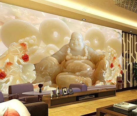Amazon 壁画3d写真の壁紙 仏像翡翠効果 壁紙寝室のリビングルームの背景の壁の装飾の壁画 150x105cm 壁紙